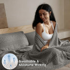 PHF Lightweight 100% Cotton Waffle Throw Blanket for Couch, Dark Grey - Image 3