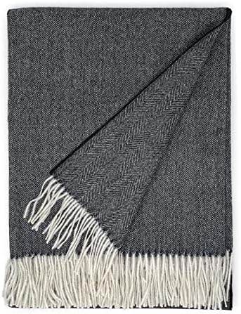 Alpaca Home - 100% Pure Baby Alpaca Eco Herringbone Sofa Throw Blanket, 71" X 51" (Charcoal)… by AlpacaHome