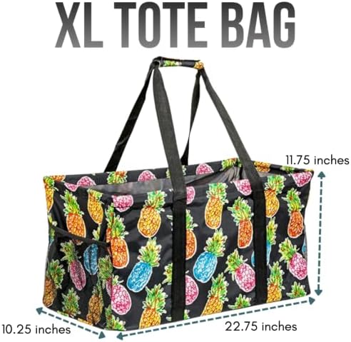Extra Large Utility Tote Bag - Oversized Collapsible Beach Bag - Pineapple - Image 5