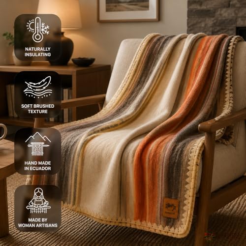 ALPAKITAS Alpaca Wool Blanket - Throw Size Bed Blanket - Alpaca Throw Blanket - Best Gift & Warm Blanket, Lightweight, Couch Blanket or Camp - Outdoor Blanket - 64 x 45 Inches (Light Brown) - Image 4