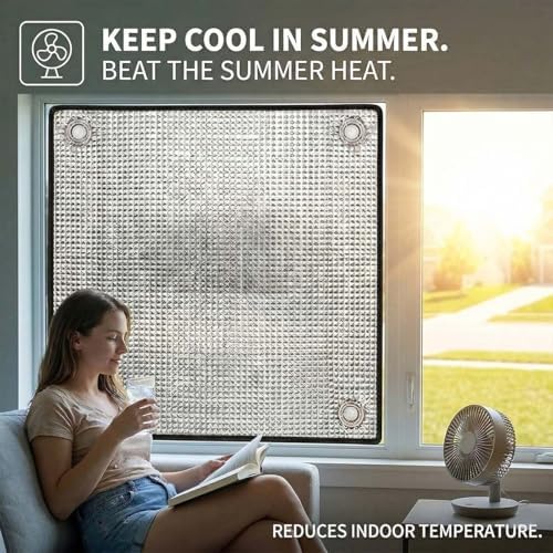 Blackout Window Film Heat Control, Anti-UV Aluminum Foil Sun Blocking Privacy Window Cover, Thermal Insulation Room Darkening with Suction Cups Reusable(Black Edge,38" W x 64" H) - Image 2