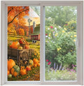 Window Privacy Film Frosted, Fall Pumpkins Non-Adhesive Static Cling Window Tint, Thanksgiving Farmhouse Harvest Maple Leaves Insulated Windows Frosted Films for Living Room, 35.4 x 78.7 Inches by Unknown
