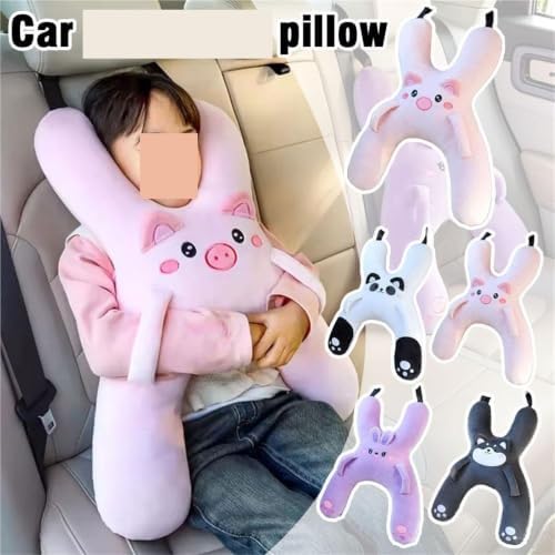 Fit for Car Neck Pillow - Sleep Aid for Travel - Cute Cartoon Design(Black White) - Image 2