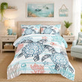 HOSIMA Kids Sea Turtle Comforter Queen,Coastal Bedding with 2 Pillowcases. by HOSIMA