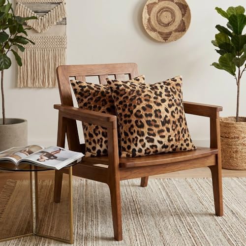 EMMTEEY Leopard Print Pillow Covers 26x26 Throw-Pillow-Cover Set of 2 - Image 3