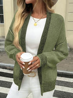 Saodimallsu Womens Open Front Cardigans Waffle Knit Sweaters with Pockets - Image 2