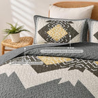 Dintszyayue Aztec Quilt Set Queen, Gray Yellow Boho Lightweight Bedspread - Image 5