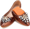 KUNWFNIX Women's Ballet Flats Foldable Classic Crown Rhinestone Slip On Bowknot PU Leather Faux Suede Pointed Toe Comfort Flat Casual Dress Shoes by KUNWFNIX