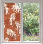 Window Privacy Film Frosted, Burnt Orange Leaves Non-Adhesive Static Cling Window Tint, Middle Century Tropical Monstera Insulated Windows Frosted Films for Living Room, 35.4 x 78.7 Inches by Unknown