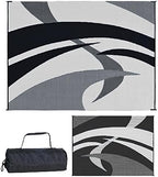 Stylish Camping Outdoor Patio / RV Camping Mat - Swirl (Black/White, 9-Feet x 12-Feet) by StylishCamping