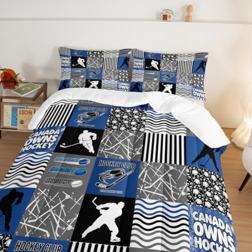 HOSIMA Teens Ice Hockey Comforter Sports Bedding Queen with 2 Pillowcases. - Image 4