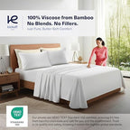 Kickoff Viscose Bamboo Pillowcase, King, Set of 2, 100% Organic Hidden Zippered Viscose Bamboo Pillow Case King Size, Cooling Pillow Cover for Hot Sleepers (20"x40", Trimmed, Buttercream) - Image 2