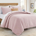 IR Imperial Rooms Queen Quilt Set Baby Pink Bedspread Wave 2 Pack - Image 3
