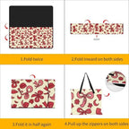 Pink Red Rosette Pattern Foldable Zipper Picnic Blankets 78.7"x78.7" - Image 4