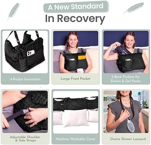 MOYOAMA Post Mastectomy Pillow – 4pc Protective Set with Gel Pack, Seatbelt Cushion, & Shower Lanyard– After Double Mastectomy Pillow Post Surgery Recovery Must Haves, Lumpectomy Recovery Supplies Kit - Image 3
