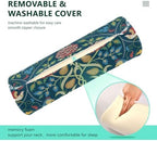 Green Birds Flower Vintage Neck Roll Pillow Bolster Round Health Memory Foam Long Cervical Cylinder Body Pillows with Removable Washable Cover for Bed Legs Back Yoga - Image 3