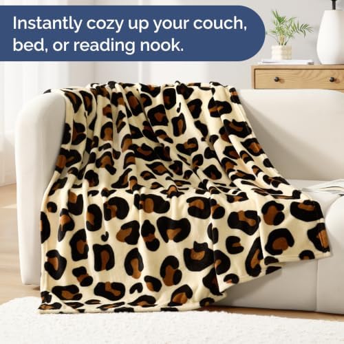 Leopard Print Blanket Twin Size - Flannel Fleece Luxury Twin Blanket - Image 4