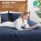 Love's cabin Oversized King Size Quilt Bedding Set Navy Bedspreads - Oversized King Lightweight Bedspread Comforter - Coin Pattern Coverlet for All Season - 3 Pieces (1 Quilt, 2 Pillow Shams) - Image 4