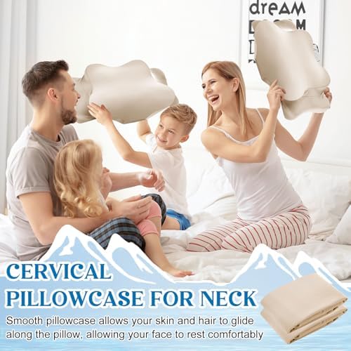 Hahafelt 2 Pcs Cooling Cervical Neck Pillowcase with Envelope Closure (Only Pillowcase) Ergonomic Pillow Case Smooth Soft Cool Case for Side Back Stomach Sleepers(Champagne,Standard Size) - Image 6