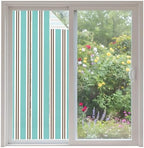Window Privacy Film Frosted, Teal Brown Striped Non-Adhesive Static Cling Window Tint, Modern Farmhouse Vertical Stripes Insulated Windows Frosted Films for Living Room, 35.4 x 78.7 Inches by Unknown