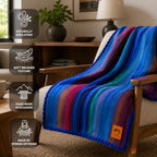 Alpaca Wool Blanket - Queen Size Bed Throw & Warm, Lightweight, Couch or Camp - Outdoor - 87 x 64 Inches (Blue & Purple) - Image 4