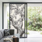 Window Privacy Film Frosted, Vintage Botanical Non-Adhesive Static Cling Window Tint, Antique Foliage Tree Rustic Insulated Windows Frosted Films for Living Room, 35.4 x 78.7 Inches - Image 2