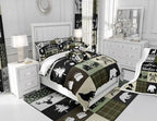 Castle Fairy Deer Antlers Comforter Set Twin Size,Bear Pine Arrow Hunting Adventure Bedding Set for Kids Boys Men,Camper Retro Green Plaid Checkered Quilted Duvet Set with 1 Pillowcase - Image 6
