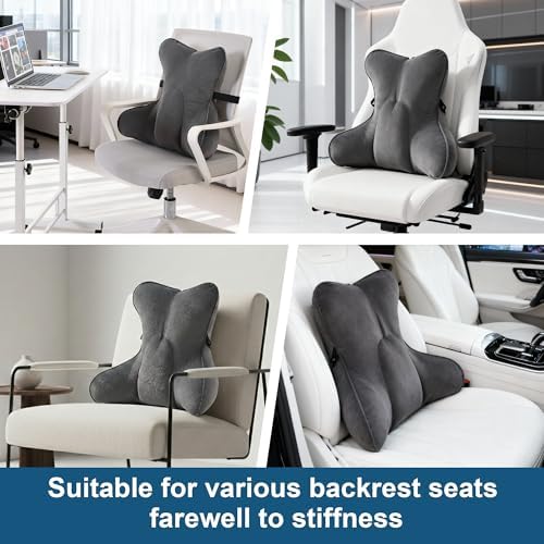 Lumbar Support Pillow (Pat. Pend) for Office Chair, Couch, Recliner & Car Seat, Ergonomic Back Support for Lower Back Comfort, with Adjustable Strap to Stay in Place, Steel Gray - Image 6