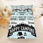 Erosebridal RV Camper Queen Fitted Sheet, Outdoors Camping Theme Bedding Set for Kids Girls Boys, Rustic Cabin Mountain Forest Bed Sheets(No Top Sheet), Camping Lovers Gifts Room Decor by Erosebridal