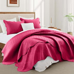 King Quilt Set Bedspread Coverlet Bedding Leaf Hot Pink 106"x96" - Image 3