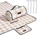 HX&OD Outdoor Picnic Blanket, Extra Large, 80''x80'' Waterproof Foldable Blankets Gingham Picnic Mat for Beach, Camping Grass Lawn Park Accessories Cute Couple Ideas Wedding (Light Brown, 80”x80”) by HX%26OD