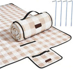 HX&OD Outdoor Picnic Blanket, Extra Large, 80''x80'' Waterproof Foldable Blankets Gingham Picnic Mat for Beach, Camping Grass Lawn Park Accessories Cute Couple Ideas Wedding (Light Brown, 80”x80”) by HX%26OD