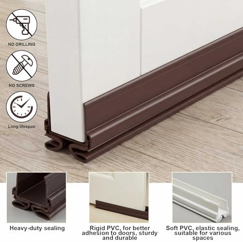 Yaocom 4strip 32" Vinyl U Shape Door Bottom Seal Slide on Door Sweep, Brown - Image 3