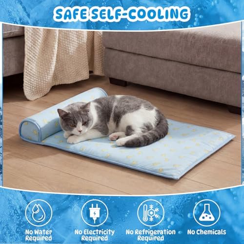 DoubleFill 4 Pack Cooling Pet Mat 23.6" x 31.5" Cool Dog Bed, Large, Blue - Image 5