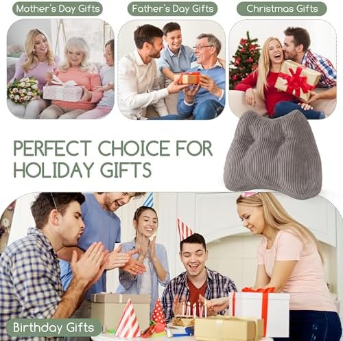 Lumbar Support Pillow for Recliner Chair/Accent Chair/Couch/Office Chair, Tufted Corduroy Back Support Cushion for Elderly, M-Shaped Recliner Cushions for Back Rest, Pain Relief, Reading, Grey - Image 7