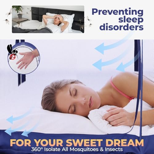Alvantor® Mosquito Net Bed Canopy Bed Tents Dream Tents Privacy Space Full Size Sleeping Tents Indoor Pop Up Portable Frame Breathable Cottage Navy (Mattress Not Included) - Image 6