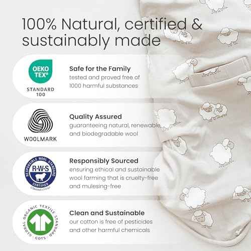 Woolino 4 Season Ultimate Baby Sleep Sack, Merino Wool Baby Sleeping Bag, Organic Cotton Outer, Adjustable 2-24 Months Size Fits Infants & Toddlers - Succulent - Image 5