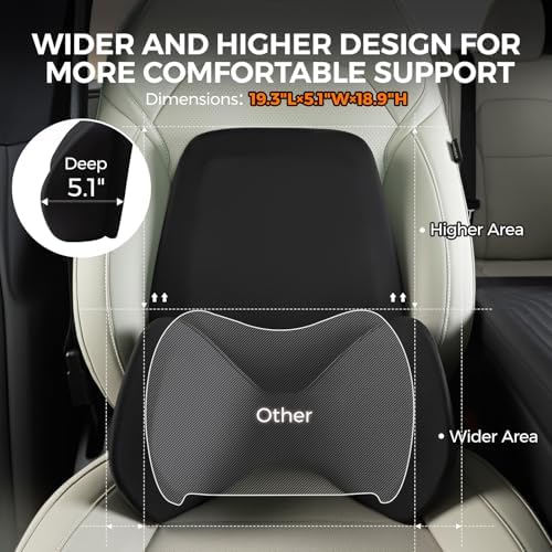 BEBAS Ergonomic Memory Foam Extended Lumbar Support Pillow for Car, Black - Image 4