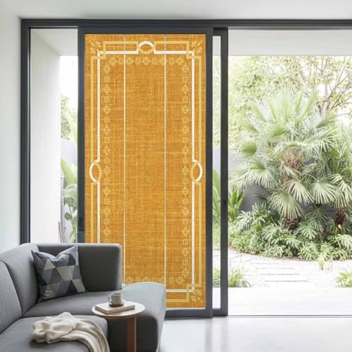 Window Privacy Film Frosted, Ginger Yellow Botanical Non-Adhesive Static Cling Window Tint, Vintage Florals Geometric Minimalist Insulated Windows Frosted Films for Living Room, 35.4 x 78.7 Inches - Image 2