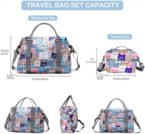 Travel Duffle Bag Weekender Overnight Bag Gym Tote with Dry and Wet Separated Pocket for Women Girls Shoulder Workout Duffel Bag Water Resistant, Pink Unicorn Set - Image 3