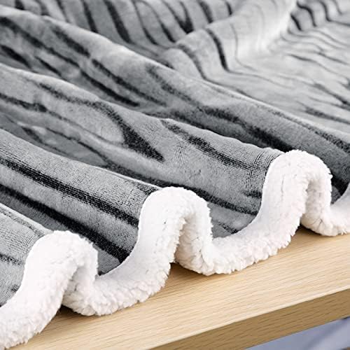 MACEVIA Sherpa Fleece Throw Blanket for Couch 3D Zebra Blanket Fuzzy Thick Warm Reversible Cozy Comfy Super Soft Blanket for Bed Sofa 490GSM - Black Zebra,50x60In - Image 5
