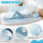 2 Pcs Mosquito Netting for Camping Bed 78 * 31 * 22 Inch, Blue - Image 3
