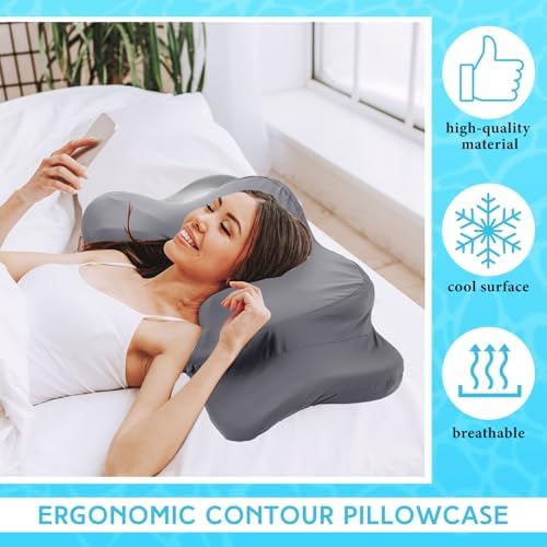 Hahafelt 2 Pcs Cooling Cervical Pillowcase, Dark Gray, Standard Size - Image 4