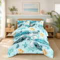 HOSIMA Coastal Beach Themed Sea Turtle Twin Comforter with 2 Pillowcases. by HOSIMA