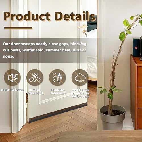 Security Door Seal Kit Aluminum Door Draft Stopper (Copper) Heavy Duty Weather Stripping Door Seal Durable Seal Strip Draft Stoppers for Bottom of Door Sweeps for Interior and Exterior Doors - Image 3