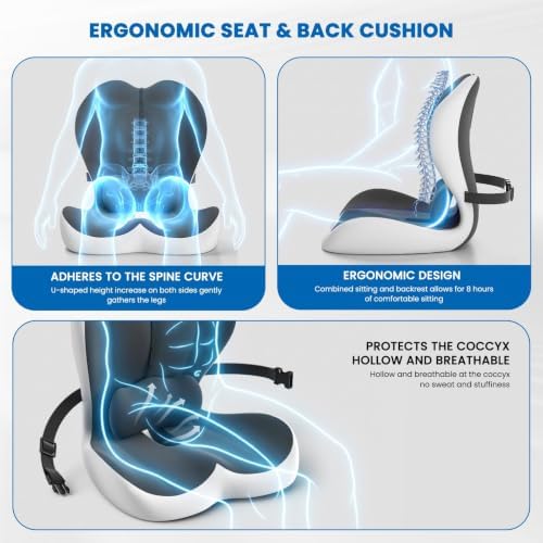Large Car Seat Cushion with Lumbar Support Pillow for Long Sitting - Image 5