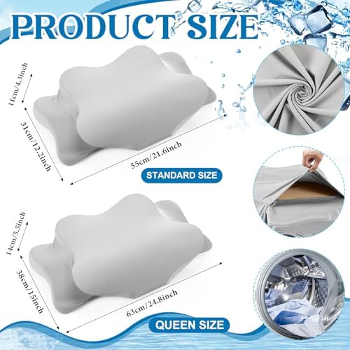 Hahafelt 2 Pcs Cooling Cervical Neck Pillowcase with Envelope Closure (Only Pillowcase) Ergonomic Pillow Case Smooth Soft Cool Case for Side Back Stomach Sleepers(Dark Gray,Queen Size) - Image 2