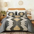 Dintszyayue Aztec Quilt Set Queen, Gray Yellow Boho Lightweight Bedspread by Dintszyayue