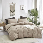 Luxlovery Khaki Comforter Set Twin Cream Coffee Bedding Set Minimalist Bedding Set Solid Dark Champagne Blanket Quilts Modern Ultra Soft Breathable Taupe Color Comforter Set - Image 2