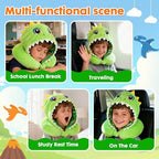 Travel Neck Pillow with Hood for Kids Adult Cute Soft Plush Memory Foam Airplane Neck Pillow for Traveling Animal Flight Pillow Head Rest Neck Support for Cars Long Flights - Image 3